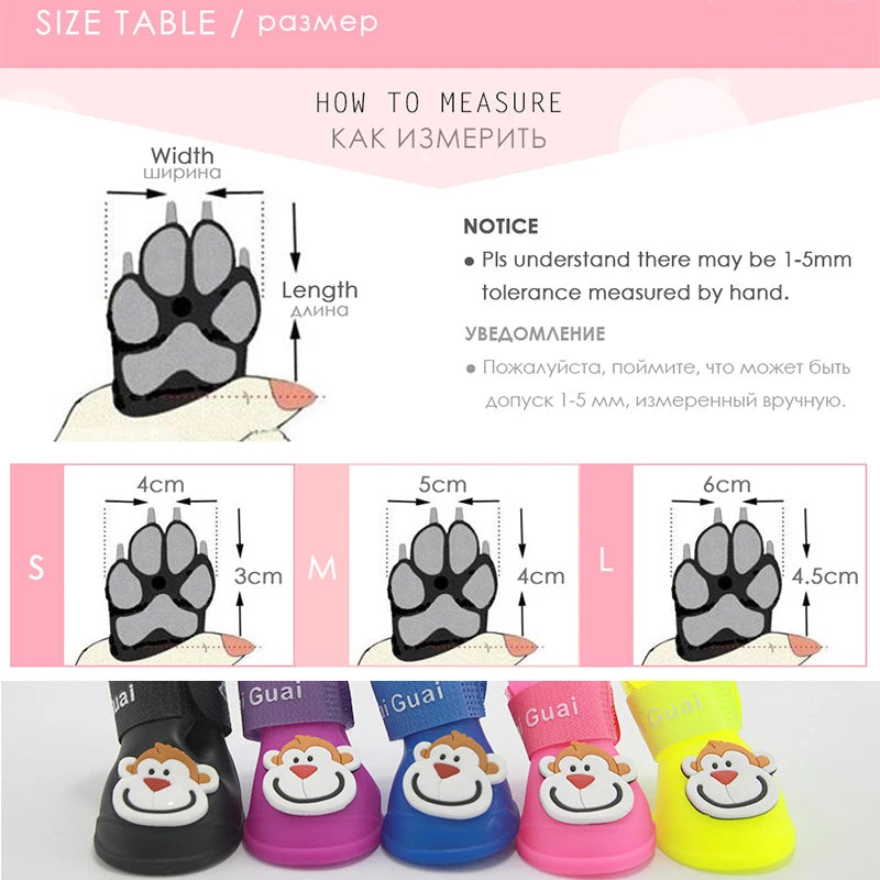 4pcs Pet Dog Shoes Waterproof Anti-slip Rain Snow Boots Footwear Summer for Small Cat Puppy Pet Products
