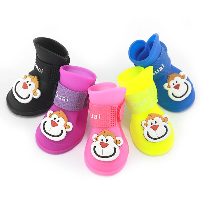 4pcs Pet Dog Shoes Waterproof Anti-slip Rain Snow Boots Footwear Summer for Small Cat Puppy Pet Products