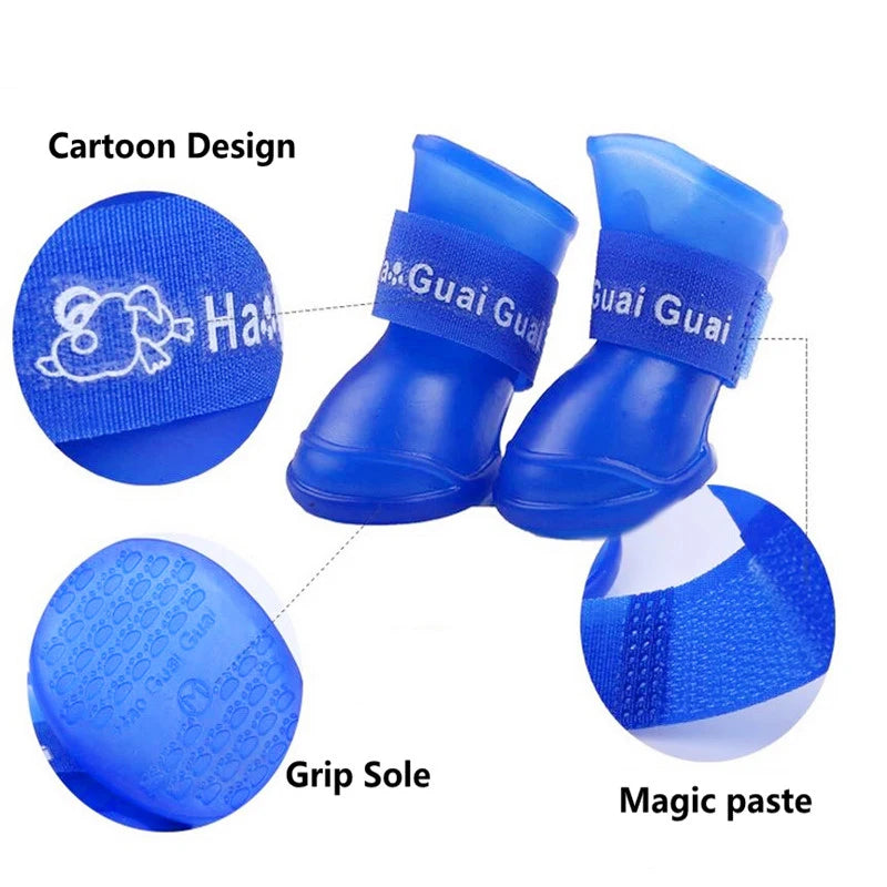 4pcs Pet Dog Shoes Waterproof Anti-slip Rain Snow Boots Footwear Summer for Small Cat Puppy Pet Products