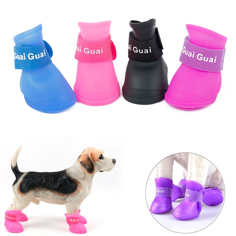 4pcs Pet Dog Shoes Waterproof Anti-slip Rain Snow Boots Footwear Summer for Small Cat Puppy Pet Products