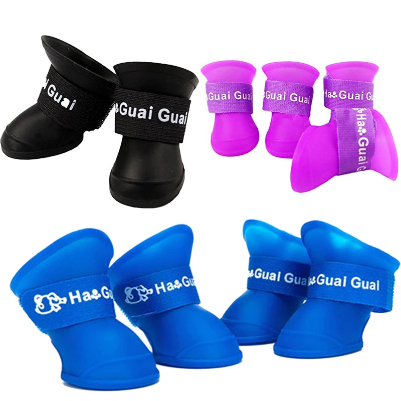 4pcs Pet Dog Shoes Waterproof Anti-slip Rain Snow Boots Footwear Summer for Small Cat Puppy Pet Products