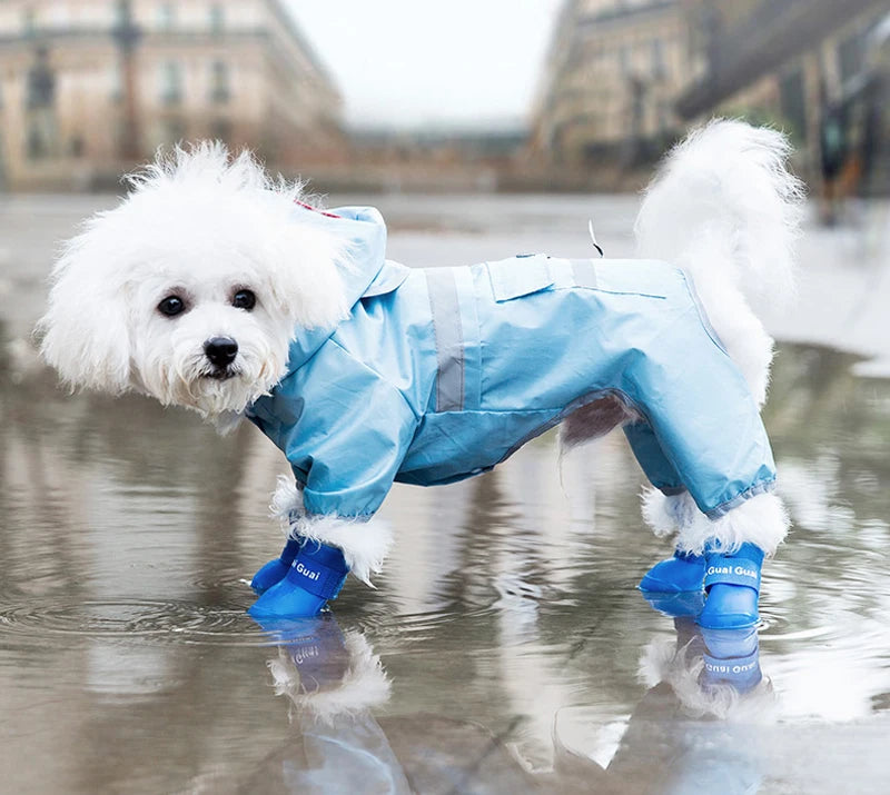 4pcs Pet Dog Shoes Waterproof Anti-slip Rain Snow Boots Footwear Summer for Small Cat Puppy Pet Products