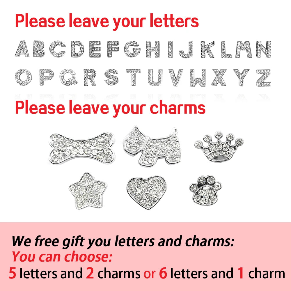 Personalized Dog Collar Leash Set Puppy Kitten Rhinestone Collars Necklace Free Letter Charm For Small Large Dogs Cats ChiHuaHua