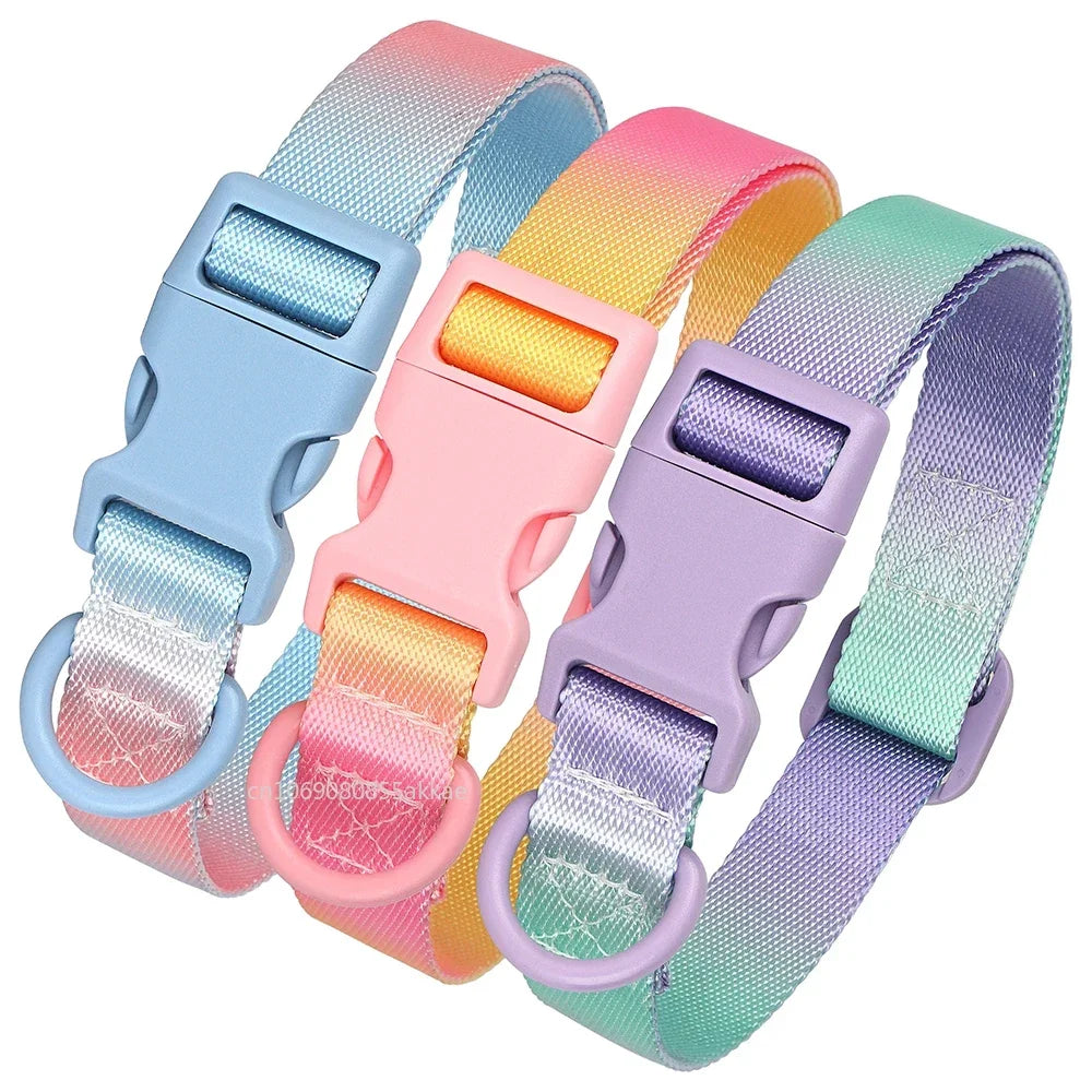 Nylon Dog Collar Adjustable Cat Small Dog Collars Gradient Pet Necklace Fashion Collars Accessories for Small Medium Large Dogs