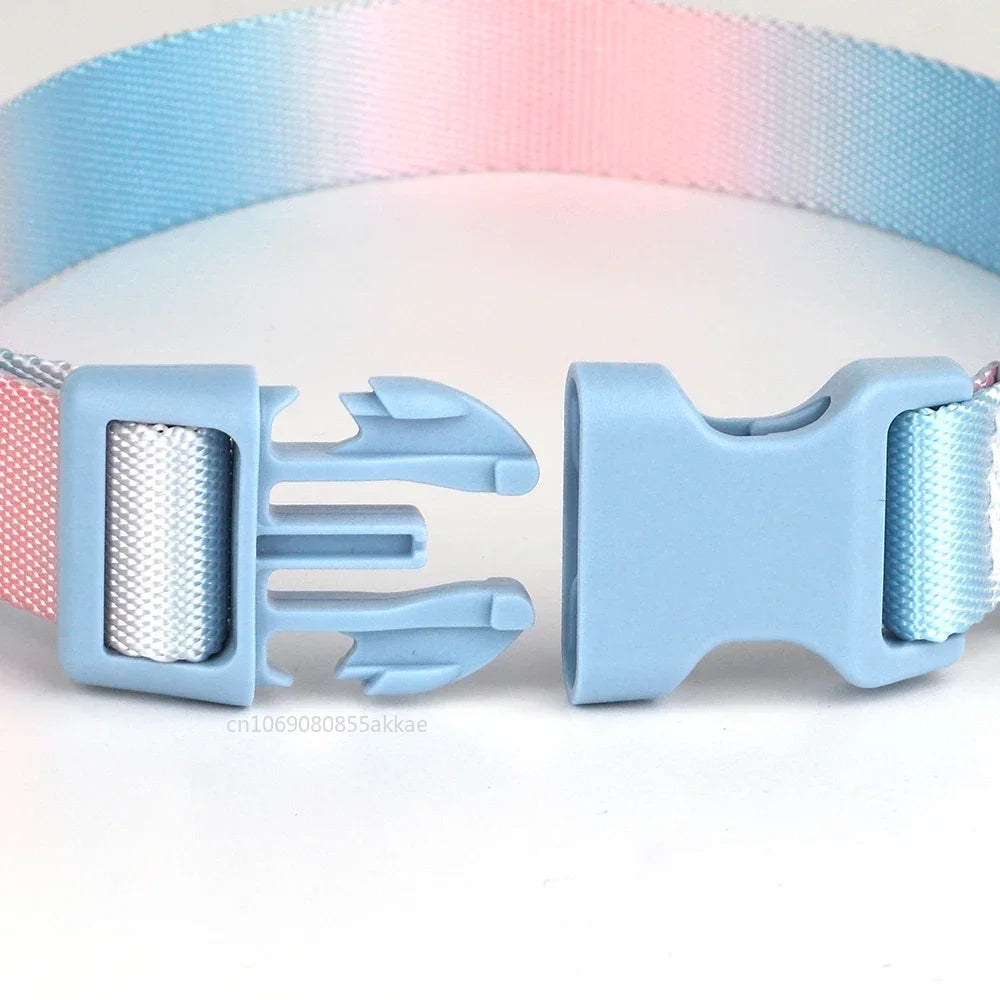 Nylon Dog Collar Adjustable Cat Small Dog Collars Gradient Pet Necklace Fashion Collars Accessories for Small Medium Large Dogs