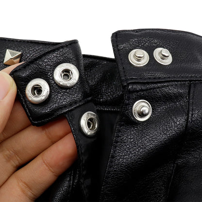 Cool Leather Dog Jacket Coat Warm Winter Dog Clothes French Bulldog Waterproof Pet Clothing Outfit for Small Medium Dogs Black