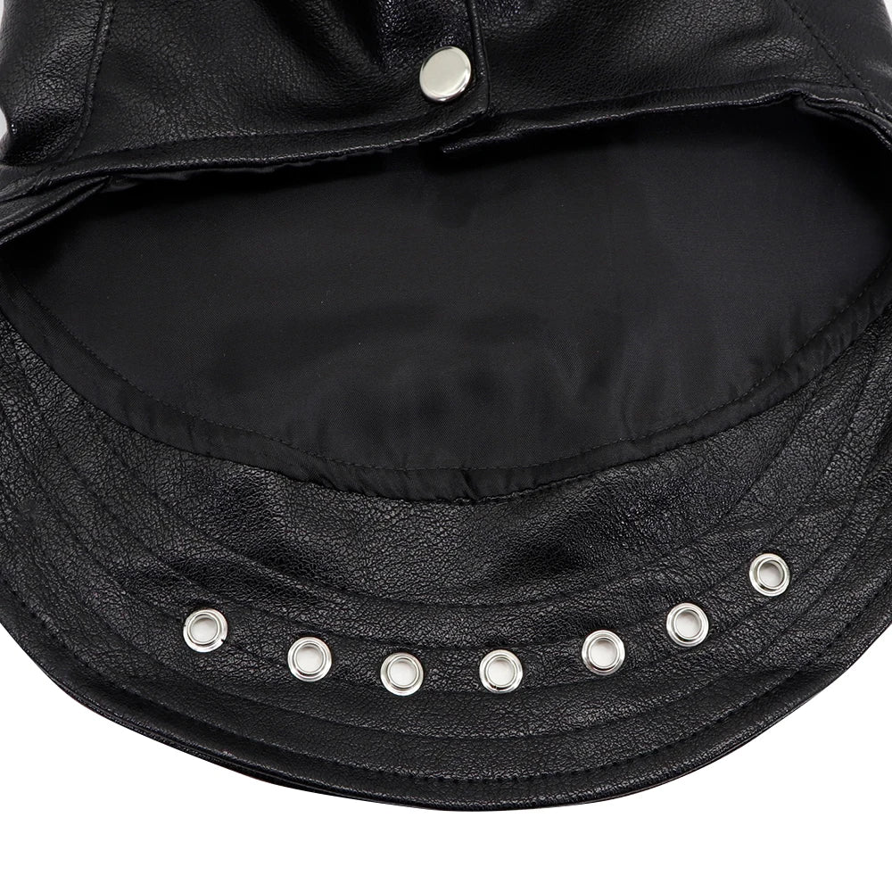 Cool Leather Dog Jacket Coat Warm Winter Dog Clothes French Bulldog Waterproof Pet Clothing Outfit for Small Medium Dogs Black