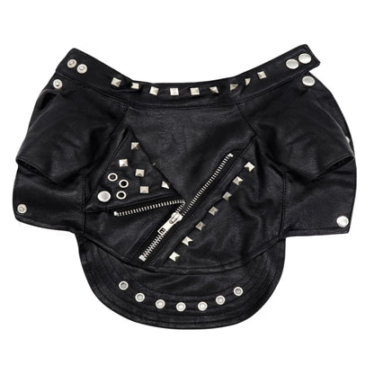 Cool Leather Dog Jacket Coat Warm Winter Dog Clothes French Bulldog Waterproof Pet Clothing Outfit for Small Medium Dogs Black