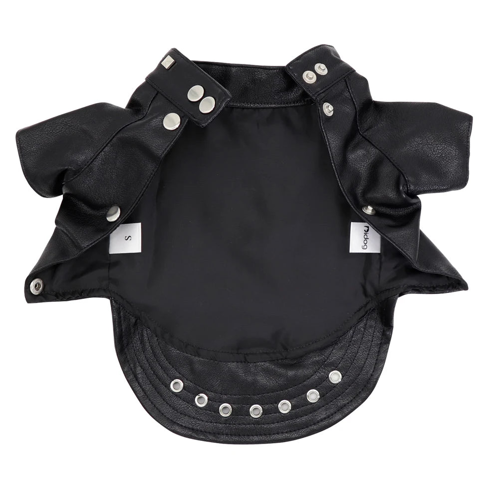Cool Leather Dog Jacket Coat Warm Winter Dog Clothes French Bulldog Waterproof Pet Clothing Outfit for Small Medium Dogs Black