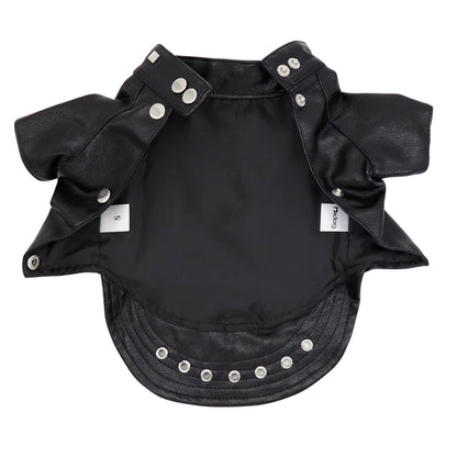 Cool Leather Dog Jacket Coat Warm Winter Dog Clothes French Bulldog Waterproof Pet Clothing Outfit for Small Medium Dogs Black